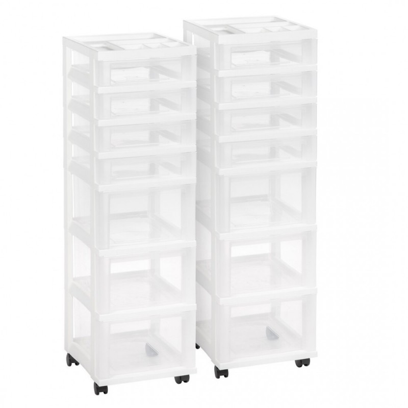 Classic and stylish 7 drawer storage cart with storage box, white 2 / CT