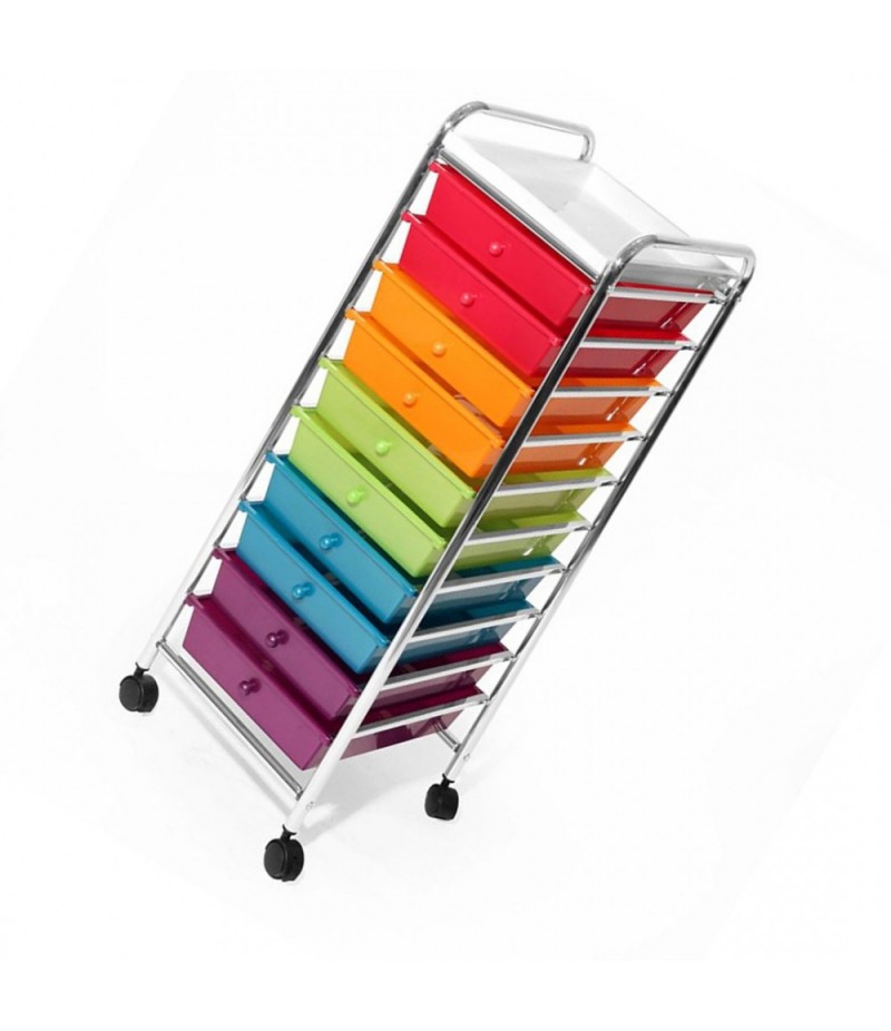 Modern classic 10 drawer handcart, pearl multicolor