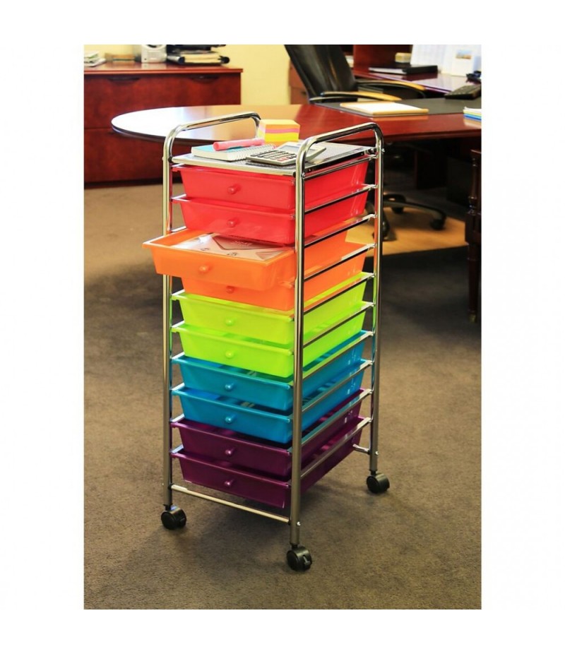 Modern classic 10 drawer handcart, pearl multicolor