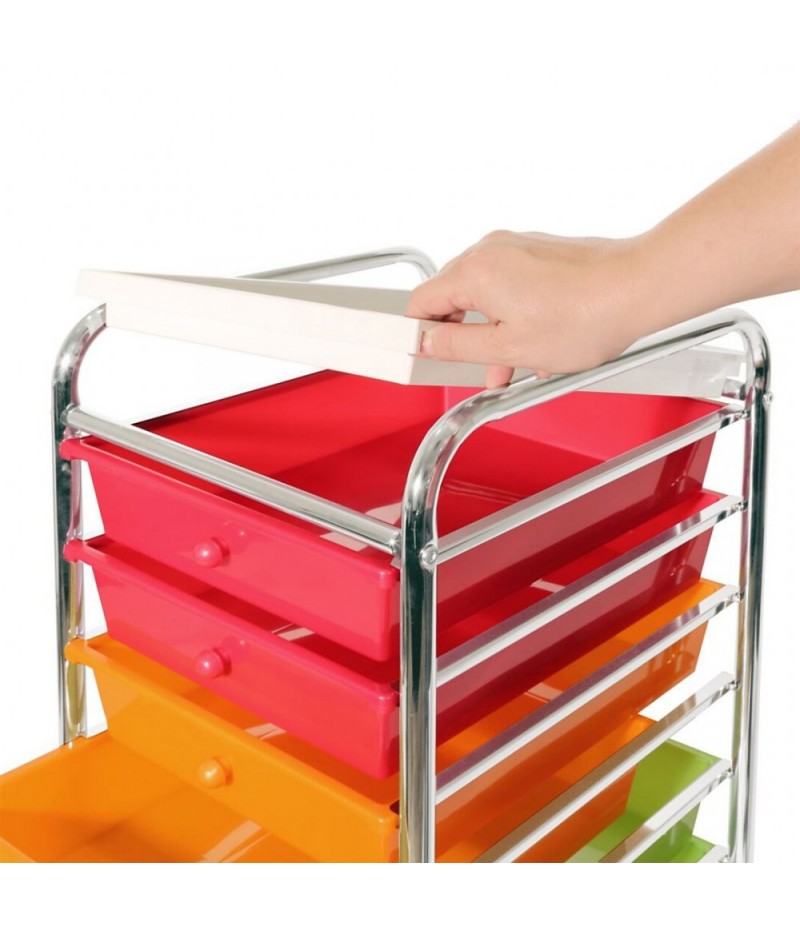 Modern classic 10 drawer handcart, pearl multicolor