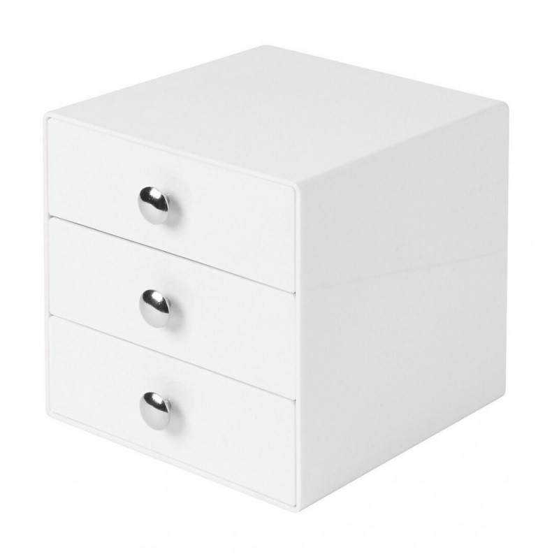 Fashion original plastic storage box with three drawers, white