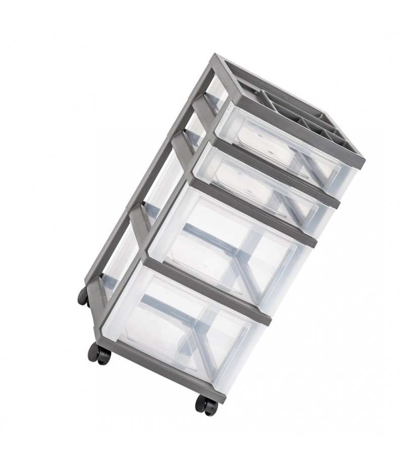 Modern 4 Drawer Storage car, grey