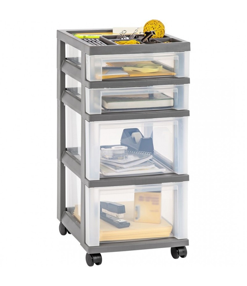 Modern 4 Drawer Storage car, grey