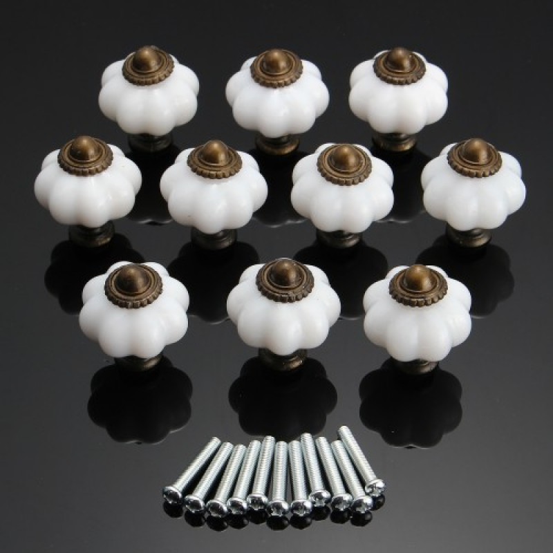 10Pcs Vintage Door Knobs Cabinet Drawer Cupboard Furniture Kitchen Pull Handles