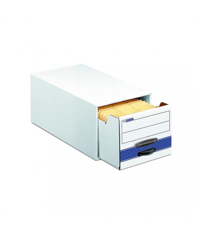 Modern and stylish file storage drawer, stackable, standard size, white/blue