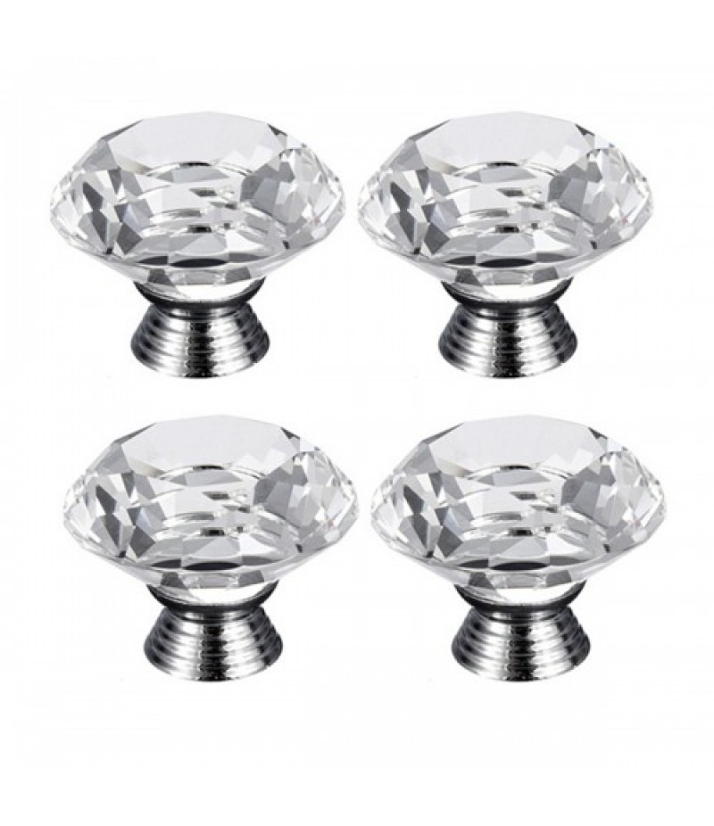 40mm Crystal Glass Door Knobs Kitchen Furniture Drawer Cabinet Cupboard Pull Handle