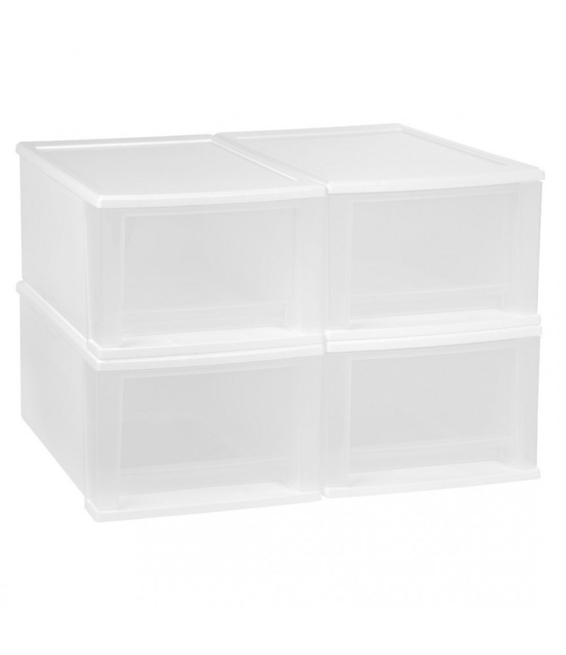 Modern 17 stacking drawers, white, 4/PK