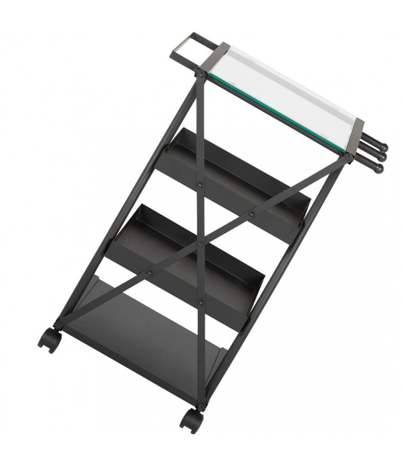 Practical metal (3 storage shelves) charcoal/clear glass