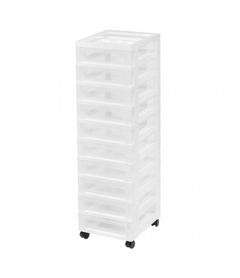 Fashion 10 drawer storage car, white