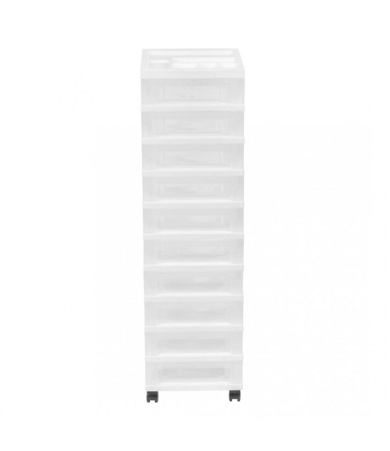 Fashion 10 drawer storage car, white