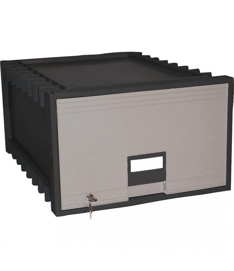 Secure stackable storage drawer, black/grey