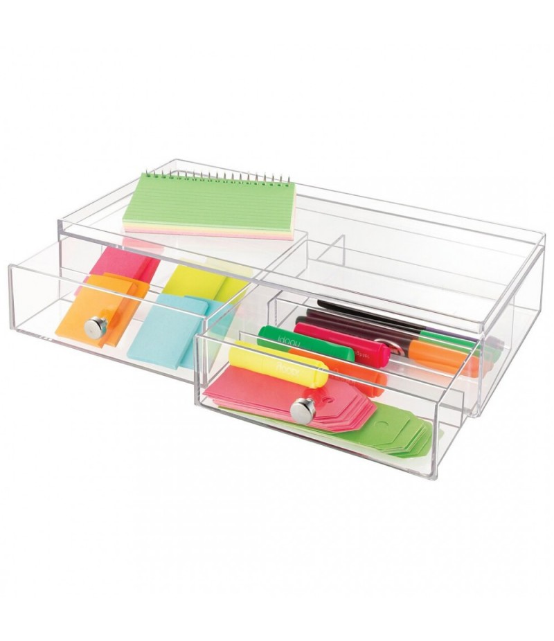 Classic plastic double drawer transparent glasses case